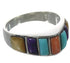 Southwest Sterling Silver Multicolor Inlay Ring Size 5-3/4 VX36616